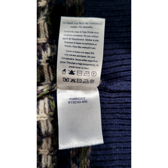 Faherty Womens Small Fair Isle Merino Wool Blend Sweater Vest Pullover Knit Navy - Picture 8 of 8